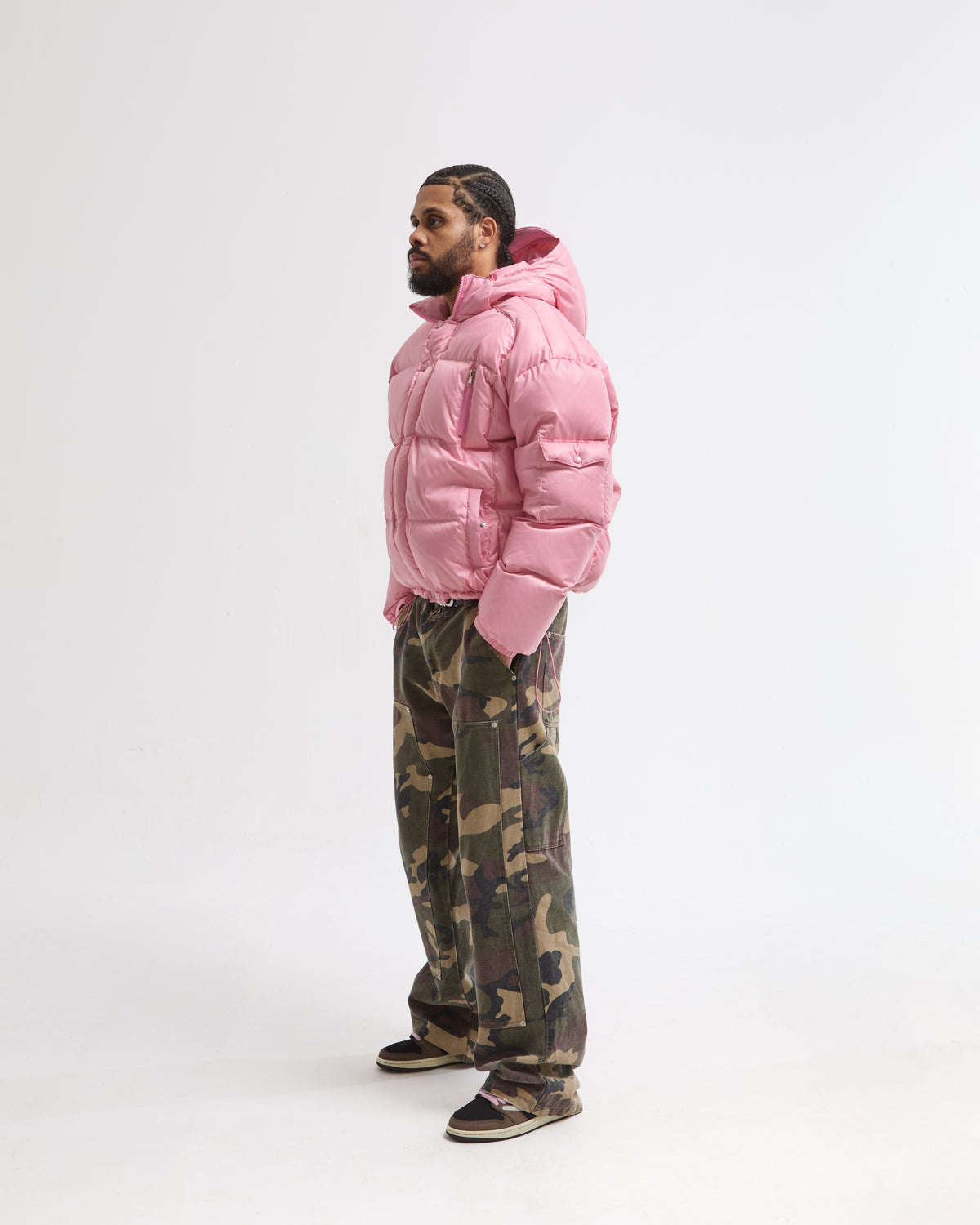 Pink Nylon Ripstop Puffer Jacket