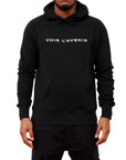 Signature Embroidered Hoodie (Black) on the model