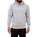 Signature Embroidered Hoodie (Grey) on the model