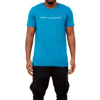 Signature Embroidered T-Shirt (Ocean Deep) - Front View on model