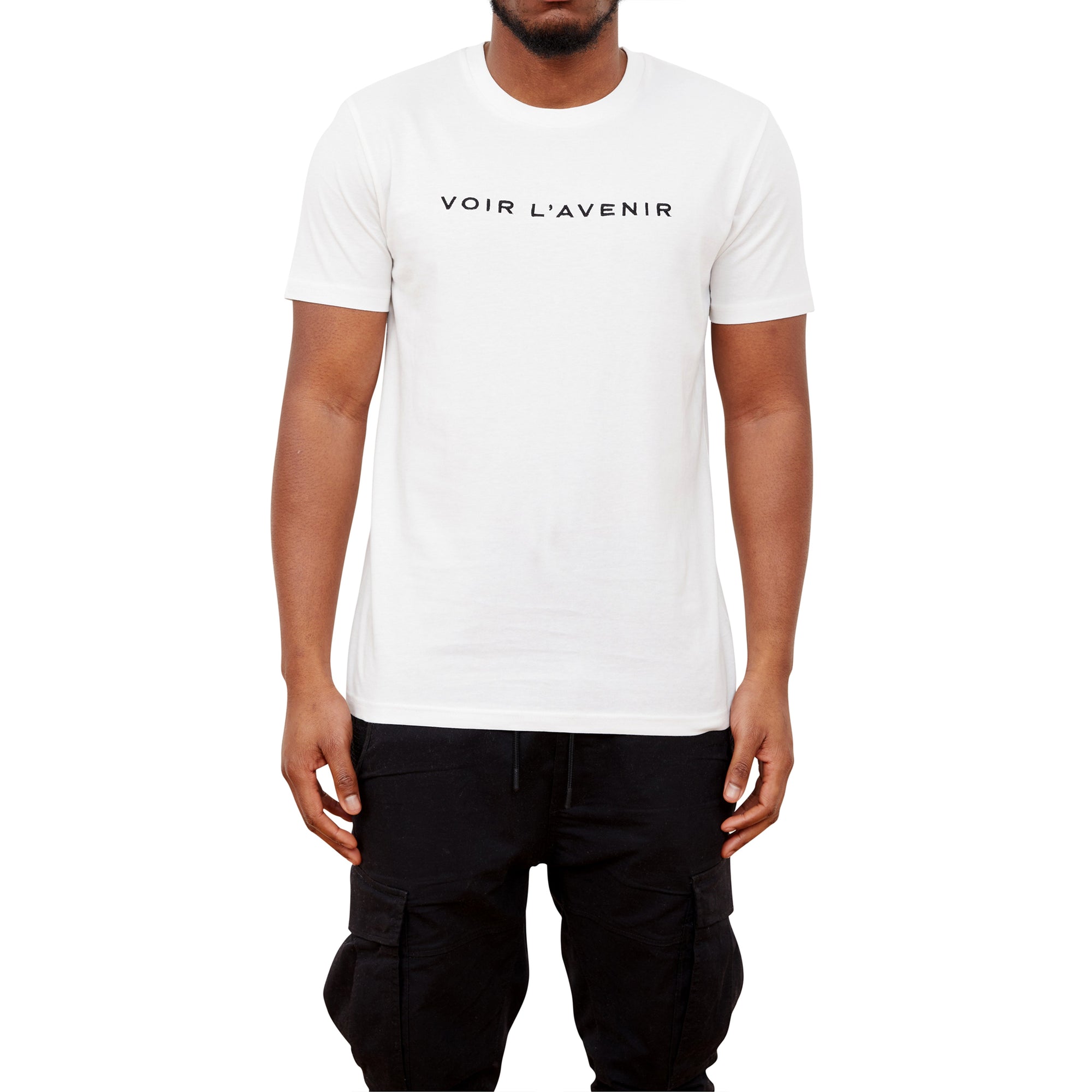 Signature Embroidered T-Shirt (White) - Front View on model