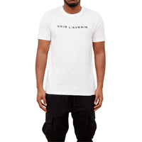 Signature Embroidered T-Shirt (White) - Front View on model