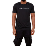 Signature Embroidered T-Shirt (Black) - Front View on model